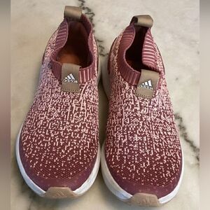 Adidas Pink Slip-On Shoes RapidaRun Laceless Knit J 'Trace Maroon